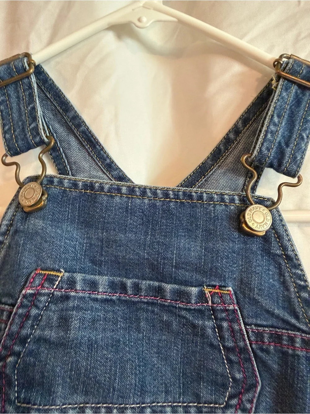 Old Navy Blue Denim Kids Overalls with Brass Hardware